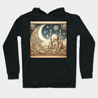 Eid Mubarak: Mosque and Moonlit Night Hoodie